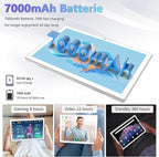 ANTEMPER Latest Android Tablet 10.1 Inch, 5G WiFi Tablets Mit 16GB RAM+128GB ROM(1TB TF),2 in 1 Tablet with Keyboard Mouse Pen-Octa-Core2.0Ghz | 7000mAh | 1080FHD | 13MP Camera | WLAN GPS -Silvery