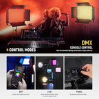 NEEWER 150W RGB LED Panel Video Light Kit with Barn Doors, 1800 LEDs 42500Lux/0.5m 2500K-10000K CRI96+/TLCI97+ 0-100% Dimming, APP/2.4G/Panel/DMX Control for Pro Studio Gaming Lighting, AP150C