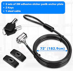AboveTEK Laptop Lock, Tablet Lock Security Cable, 2 Keys Sturdy Steel iPad Locking Kit w/Adhesive Anchors, Anti Theft Hardware Protection for iPhone Mobile Notebook Computer Monitor MacBook Laptop