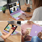 HOTLIFE Case with Keyboard for iPad 10.2,Touch Trackpad Keyboard Case for iPad 9th Generation/8th/7th Gen, 10 Corlor Backlit - 360° Rotatable Protective Cover with Pencil Holder