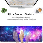 Deep Universe Space and Stars Desk Mat,Large Galaxy Space Gaming Keyboard Mouse Pad,Non-Slip Rubber Base Desk Pad Thick Stitched Edges Waterproof Mousepad Mouse Mat 31.5"x11.8"