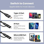 100W USB C Multi Charging Cable, USAMS 6.6FT 5-in-1 5A Fast Sync Charger Adapter Nylon Braided Type-C Cable for Laptop/Tablet/Phone and More