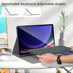Keyboard Case for Samsung Galaxy Tab S10+ Plus / S9 FE+ Plus / S9+ Plus 12.4 Inch,7 Colors Backlit Bluetooth Keyboard, Detachable Wireless Magnetic Keyboard with S Pen Holder, Black