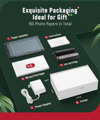 Liene M100 4x6'' Photo Printer Bundle (180 pcs +5 Ink Cartridges), Wi-Fi Picture Printer for iPhone, Android, Smartphone, Computer, Dye-Sublimation, Portable for Home Use