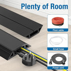 Eapele 6.5 ft Floor Cord Cover Heavy Duty Cable Protector, Easy to Unroll, Prevent Trip Hazard for Home Office or Outdoor Settings (Black)