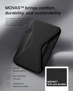 MOFT Magnetic Wallet Stand Compatible with iPhone 16/15/14/13/12 Series, Angle Adjustment & Magsafe Compatible MOVAS Phone Stand,Jet Black