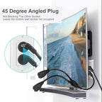 Power Extension Cord Y Splitter - 1FT Right Angled Type Flat Plug NEMA 5-15P 1 to 2 Way Outlet NEMA 5-15R SJT 16AWG 3 Prong Low Profile Black AC Power Cable Wire Extender for Home Office (2-Pack)