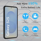 Battery Case for Galaxy S25, [10000mAh] Slim Portable Protective Fast Charging Case Backup Power Bank Battery Case Compatible with Galaxy S25-6.2 inch-Black