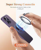 GVIEWIN Magnetic Phone Ring Holder, Compatible with MagSafe Phone Grip with Adjustable Stand, Magnet Phone Ring Kickstand for iPhone 16 Pro Max/Plus/15/14/13/12 Series/Other Phones (Glitter/Silver)