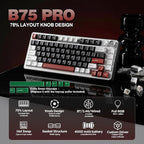 YUNZII B75 PRO Wireless Mechanical Keyboard,75% Layout with Knob,Hot Swap Gasket Custom Structure,Creamy Pre-lubed Switches,RGB Backlit,Bluetooth/Type-C/2.4G for Win/Mac(Blue Grey Switch,Black)