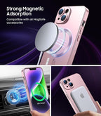 Magnetic for iPhone 15 Case [Compatible with MagSafe][Built-in Camera Lens Protector] Slim Soft Silicone Bumper Shockproof Metallic Shine Phone Case (Rose Gold)