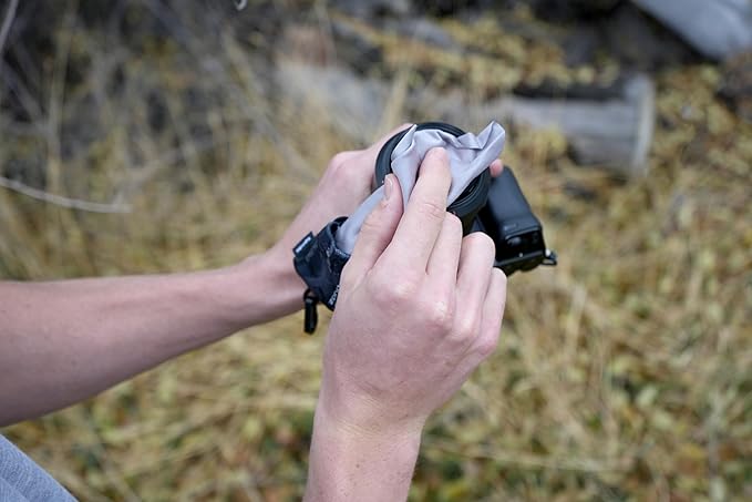 SPUDZ Ultra Microfiber Lens Cleaner – Closable Pouch, Clip-On, Washable – for Optics, Scopes, Glasses | Carbon Fiber, 6 x 6 Inch