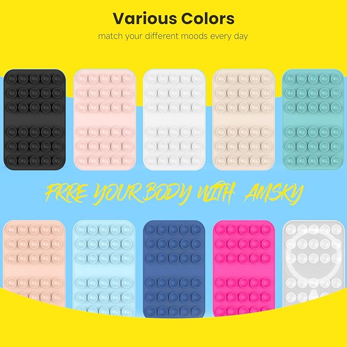 Patented Magnetic Sticky Phone Suction Grip Mount for MagSafe Case,Magnet Silicone Portable Stand Holder for iPhone 16/15/14/13/12 Series and Android, Hands-Free Selfies and Videos,Baby Blue