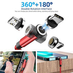 540 Rotation Magnetic Charging Cable, 3 in 1 Phone Charger [4-Pack, 3ft/3ft/6ft/10ft] 3A Fast Charging & Data Transfer Cable for i-P/Micro USB/Type C Device - Red
