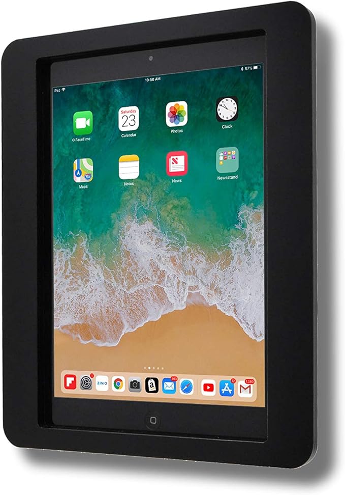 TABcare Anti-Theft Acrylic VESA Enclosure for Apple iPad 7/8/9 10.2" with Free Wall Mount Kit & 90-Degree Angle Charge Cable (iPad 7/8/9 10.2", Black)