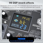W IN-MIX DX16 Professional DJ Audio Mixer 16 Channel with 99 DSP Effects,7-band EQ,Independent 48V Phantom Power&Mute Button,Bluetooth Function,USB Interface Recording For Studio & Stage