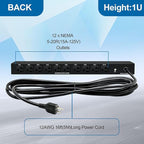 1U PDU Network Servers Surge Protector Power Distribution Unit 12-Outlet, 120V 20A, 3600 Joules 10KA,19″ Rack Mount Power Strip,Heavy-Duty 12AWG 16 ft Cord,w/AC Filter, ETL Listed, by ThePoEstore