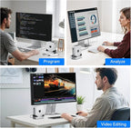 ANYOYO Mac mini M4 Dock and Stand, 10-in-1 Aluminum USB-C Hub with M.2 NVMe SSD Enclosure, 4K 60Hz Dual HDMI, 10 Gbps USB-C/A, 30W PD-in, Smart Fan Cooling, Wi-Fi Signal Friendly Design, Silver