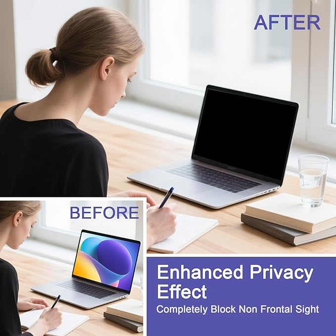 360° Privacy Screen Protector Compatible for MacBook Air 13 Inch (2018-2021, M1), Privacy Screen Filter for MacBook pro 13 inch (2016-2022,M1, M2), Anti-Spy/Anti Fingerprint/Anti Blue Light/Anti Glare