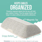 Smartish® Magnetic Cord Holder - Bigger Cable Wrangler Organizer with Magnet Clips for Charger Management on Desktop, Nightstand, or Side Table - Holds 6+ Cables - Lightly Toasted Beige