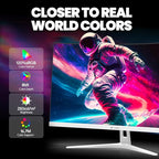 CRUA 27" Curved Gaming Monitor, FHD 1920x1080P, 165Hz/200Hz Computer Monitor, 1800R VA Screen, 120% sRGB, Support AMD FreeSync, Blue Light Filter, HDMI & DP, Wall Mount Install- White