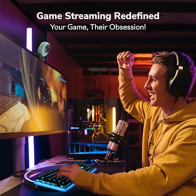EMEET Piko+ Webcam 4K, World's 1st Dual-Camera AI-Powered 4K Camera, 1/2.55'' Sony Sensor, 3 Mics&3 Sound Modes, Panda Magnetic Privacy Cover, USB C-C&C-A, Ideal for Livestreamers and Content Creators