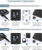 Bluetooth 5.2 Transmitter Receiver, Upgraded 2-in-1 Airplane Wireless Adapter, Dual Link AptX Adaptive/LowLatency/HD Audio, Aux Adapter for Home Stereo, Airplane, Boat, Gym