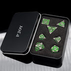 PJOY D&D Dice Set Metal DND Green Dice with Case Compatible with Dungeons and Dragons Ranger Gifts