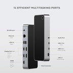 Satechi 13 in 1 Triple 4K USB C Docking Station, 100W Charging, 2 DP, 3 HDMI, 2 USB C, 3 USB-A, Gigabit Ethernet, and Audio Jack for Mac/Windows, MacBook Air/Pro M4/M3/M2/M1, DisplayLink Required