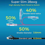 Rapink Patch Cables Cat6/ Cat6a 3ft (24 Pack) Slim, Cat6a Ethernet Patch Cable 30G Support, Snagless Cat 6 Patch Cable for Patch Panel to Switch, Flexiable Cat6 Ethernet Cable Purple