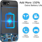 Battery Case for iPhone 6 Plus/6s Plus/7 Plus/8 Plus, 10000mAh Portable Battery Pack Rechargeable Smart Charger Case Compatible with iPhone 6 Plus/6s Plus/7 Plus/8 Plus (5.5 inch) Battery Case (Black)