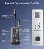 Unique Design Bluetooth 5.4 Transmitter Receiver with Qualcomm aptX Adaptive for Dual AirPods/Headphones, 3.5mm Aux Jack & USB C Bluetooth Adapter for Airplane/TV/PS5/Gym/Phone/Tablet/Car(for Flight)