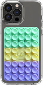Silicone Double-Sided Suction Phone Grip Detachable Mount - Car Dashboard/Shower Phone Holder, Hands-Free For Selfies & Videos, TikTok/ASMR - iphone & Android Compatible (3.94"x2.5",Colorful Stripes)