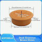 Desk Grommet 2-1/16" (53 mm), Desk Hole Cover for Cables Brown, Cable Grommet ABS Plastic, Desk Hole Grommet for Office and Home Table Cable, Detachable & Flexible Cable Cord Organizer-2 Pcs