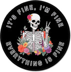 ITNRSIIET Round Mouse Pad with Stitched Edge Premium-Textured Waterproof Non-Slip Rubber Base Desktop Protection Mat Diameter 8.7 inches, Flower Skull