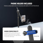 NEEWER BASICS Phone Floor Stand with Horizontal Extension Arm, Adjustable Bed Phone Holder Clamp Mount Compatible with iPhone 16 15 Pro Max Plus Samsung for Video Recording, Weighted Metal Base, ST009