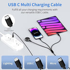 Multi USB C Cable [2 Pack, 4FT], 3 in 1 Charging Cable for Multiple Devices, Braided Charging Cords Phone Charger Cable with Type-C, Micro USB, IP Port for iPhone16/15/14/Android Phones and More