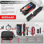Multifunction RJ45 Network Caber Tester,Full Features UTP Cable Tester Cable Tracer,4" IPS Touch Screen Support TDR,DMM, VFL,OPM, POE++ Detect,Level Meter,Network Tools,RJ45 TDR, Cable Length,NCV