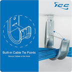 ICC Ceiling Mount J Hook 4” with Retainer Clip - Galvanized Steel Cable Management Hooks for Hanging Cable - Rust-Resistant, EIA and TIA Compliant - 4 Inch 25 Pack