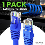 GEARit Cat 6 Ethernet Cable (1-Pack 5 Feet) Cat6 Network Patch, 10Gbps, RJ45, Snagless Cord, Gold-Plated Connectors, Internet for PC, TV, Tablet, Router, Printer, Servers, IT Data Center - Blue