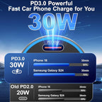 USB C Car Charger,2Pack 65W 4 Port Fast Charging Car Phone Charger with Voltage Display,Multi Port Cigarette Lighter Adapter USB Chargers for iPhone 16 15 14 13 Pro Max,Galaxy S25,iPad,Pixel,Android