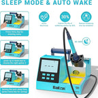 90w Soldering Station, Electronic Digital Display Soldering Iron Station Kit with 3 Presets Modes, 356℉～896℉,°C/°F Conversion,Sleep Mode, 5 Extra Solder Iron Tips,Solder Sucker,Soldering Wire,Tweezers