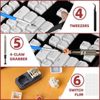 YIMAGUJRX RUNJRX 44 Keyboard Switches Acrylic Lube Station,Switch Films 120Pcs,Switch Opener for MX Cherry Kailh Akko,Lube Tool for Mechanical Keyboard