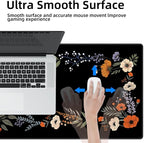 Galdas Gaming Mouse Pad XXL XL Large Long Extended Big Mousepad Non-Slip Rubber Keyboard Desk Pad with Stitched Edges for Laptop Home Office (31.5x11.8x0.08 Inch)-Floral Flower
