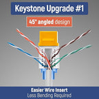Everest 45° Angled RJ45 Cat5e Keystone Jacks 50-Pack in Yellow - Slim Profile Female RJ45 Connectors - Cat 5e Keystone Jack - Compatible with 45° Angled Speed Termination Tool - 45Term (B0BL3GS7ZY)