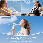 Handheld Portable Fan with Ice Cooler: 100-Speed 5500mAh Rechargeable Handheld Fan, 12H Time Hand Cooling Personal Fans with 20000 RPM Air Turbo Tech for Travel Outdoor (White)