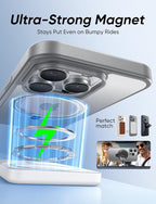 MAGIC JOHN 360° Rotatable Magnetic Invisible Stand for iPhone 16 Pro Max Case [Camera Control Button] [Compatible with MagSafe] 16FT Shockproof for iPhone 16 Pro Max Case with Kickstand, Gray