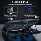 LIENS Laptop Cooling Pad with Adjustable Height Two 5.1 Inches Fan 2 USB Ports Suitable for 12"-15.6" Laptops（Black）