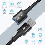 ITD ITANDA 6FT USB Extension Cable USB 3.0 Extension Cord Type A Male to Female 5Gbps Data Transfer for Keyboard, Mouse, Playstation, Xbox, Flash Drive, Printer, Camera and More, Black
