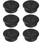 6-Pack Black Desk Grommet Cable Management Kit - 1.97 inch (5cm) Hole Cover,ABS Plastic Grommet Hole Cover Organizer for Office Computer Desk,Hide Cords Neatly